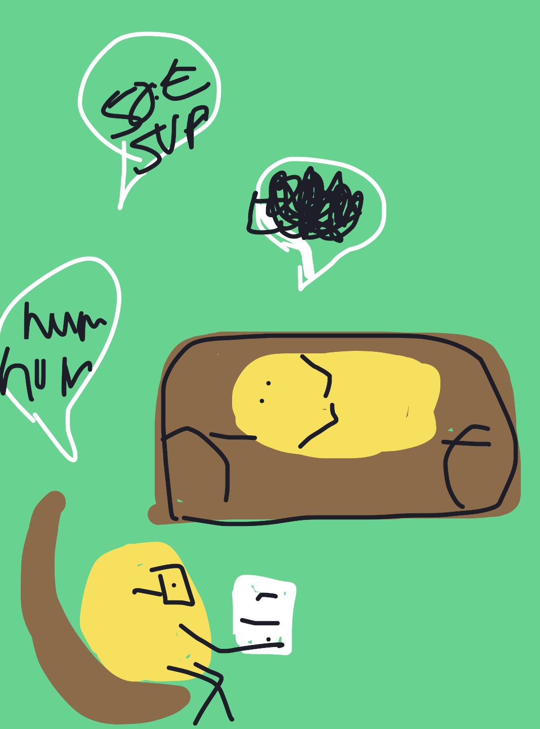 My Potato on couch — a one-shot sketch by FleshfootedShearwater on The Midnight Gallery daily drawing app.