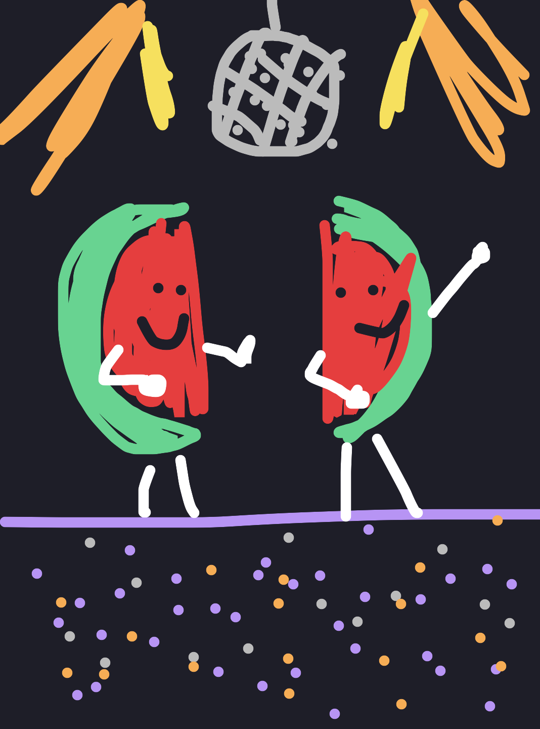 My Favorite fruit doing an action — a one-shot sketch by FleshfootedShearwater on The Midnight Gallery daily drawing app.