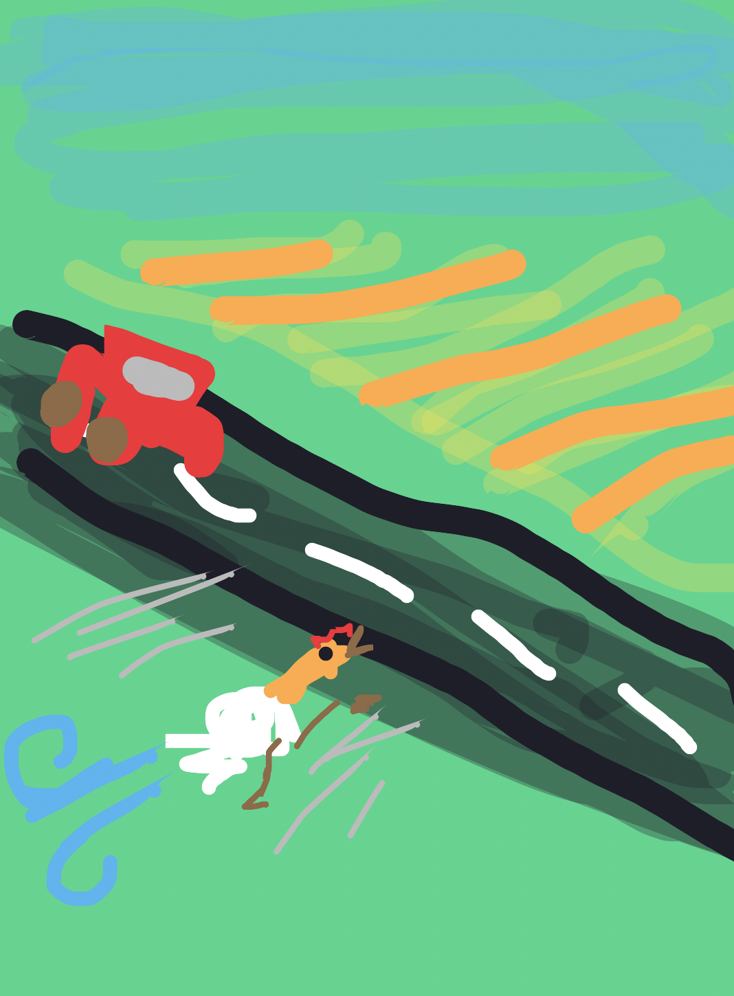 My Poulet traversant la route — a one-shot sketch by ThickbilledVireo8093 on The Midnight Gallery daily drawing app.