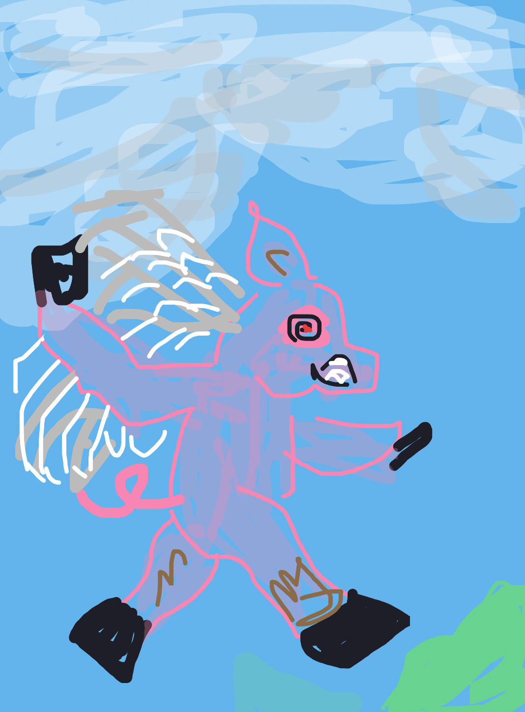 My Cochon avec des ailes volant — a one-shot sketch by ThickbilledVireo8093 on The Midnight Gallery daily drawing app.