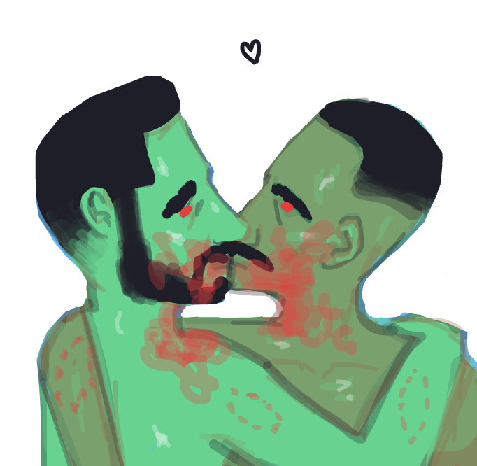 cannibal gay zombie lovers — a one-shot sketch by Glacial on The Midnight Gallery daily drawing app.