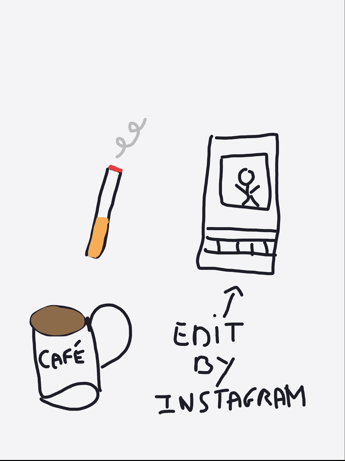Editing video clips — a one-shot sketch by daisyxcore on The Midnight Gallery daily drawing app.