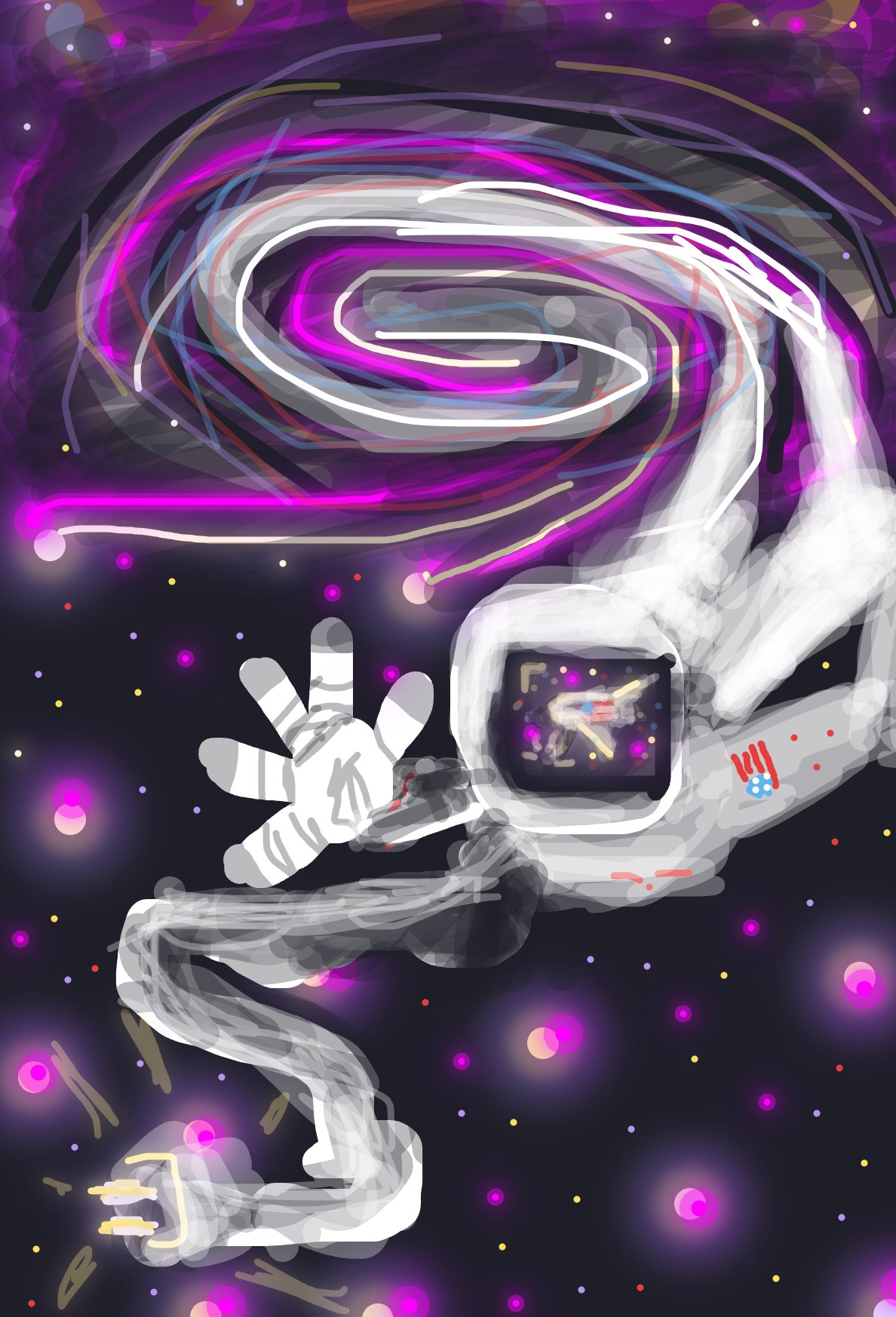 My Astronaut falls into black hole — a one-shot sketch by MadCreative on The Midnight Gallery daily drawing app.