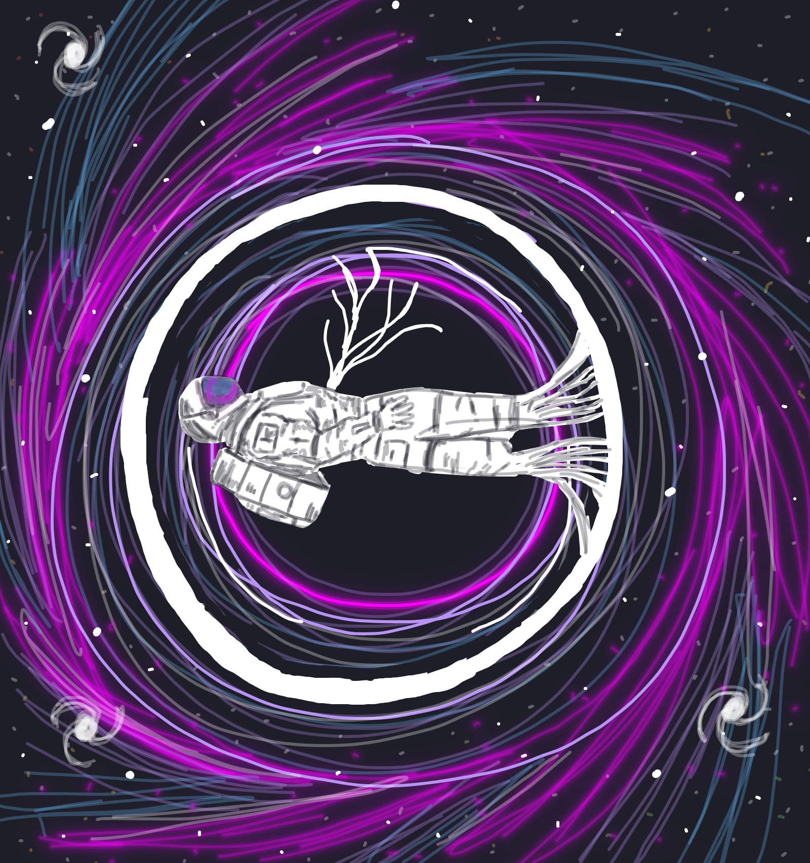 My Astronaut falls into black hole — a one-shot sketch by Mizzie on The Midnight Gallery daily drawing app.