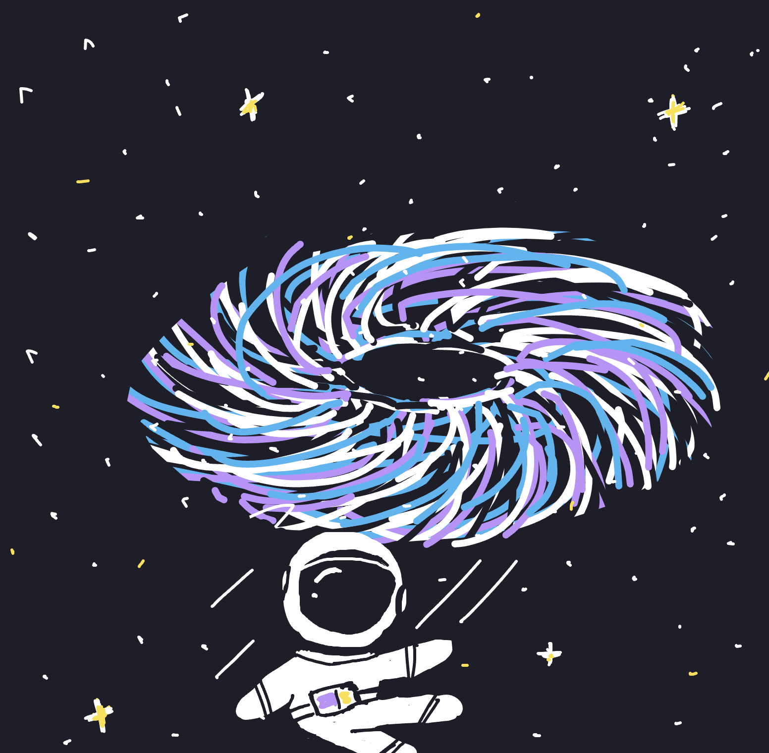 My  Astronaute tombant dans un trou noir — a one-shot sketch by NegativeArgentineCriollo8344 on The Midnight Gallery daily drawing app.
