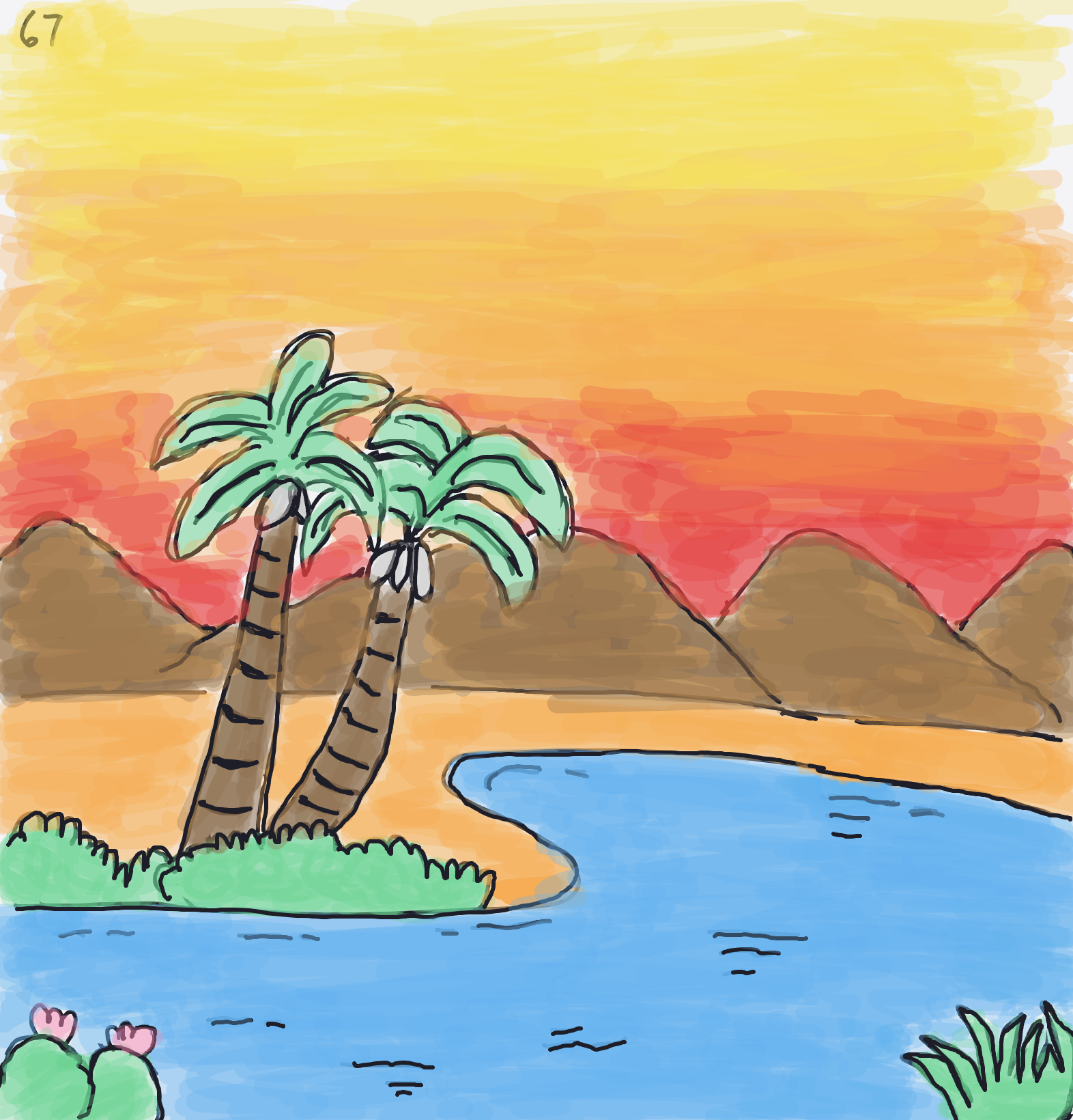 My Beach or mountain — a one-shot sketch by starstruck on The Midnight Gallery daily drawing app.