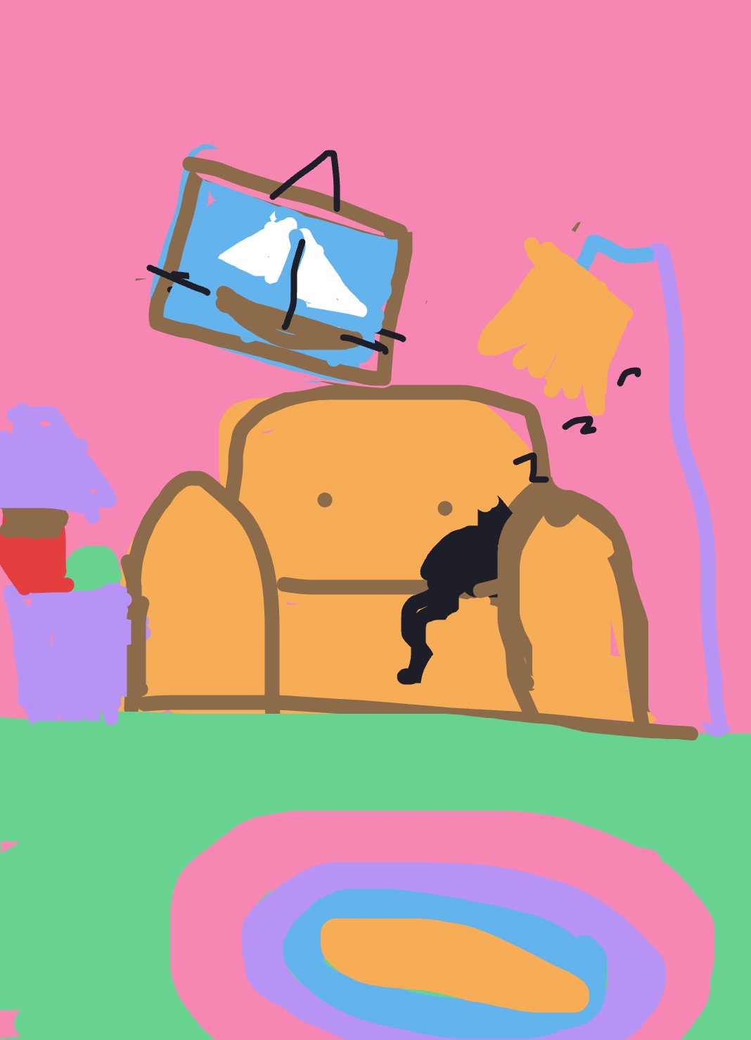 My Cat sleeping on a couch — a one-shot sketch by FleshfootedShearwater on The Midnight Gallery daily drawing app.