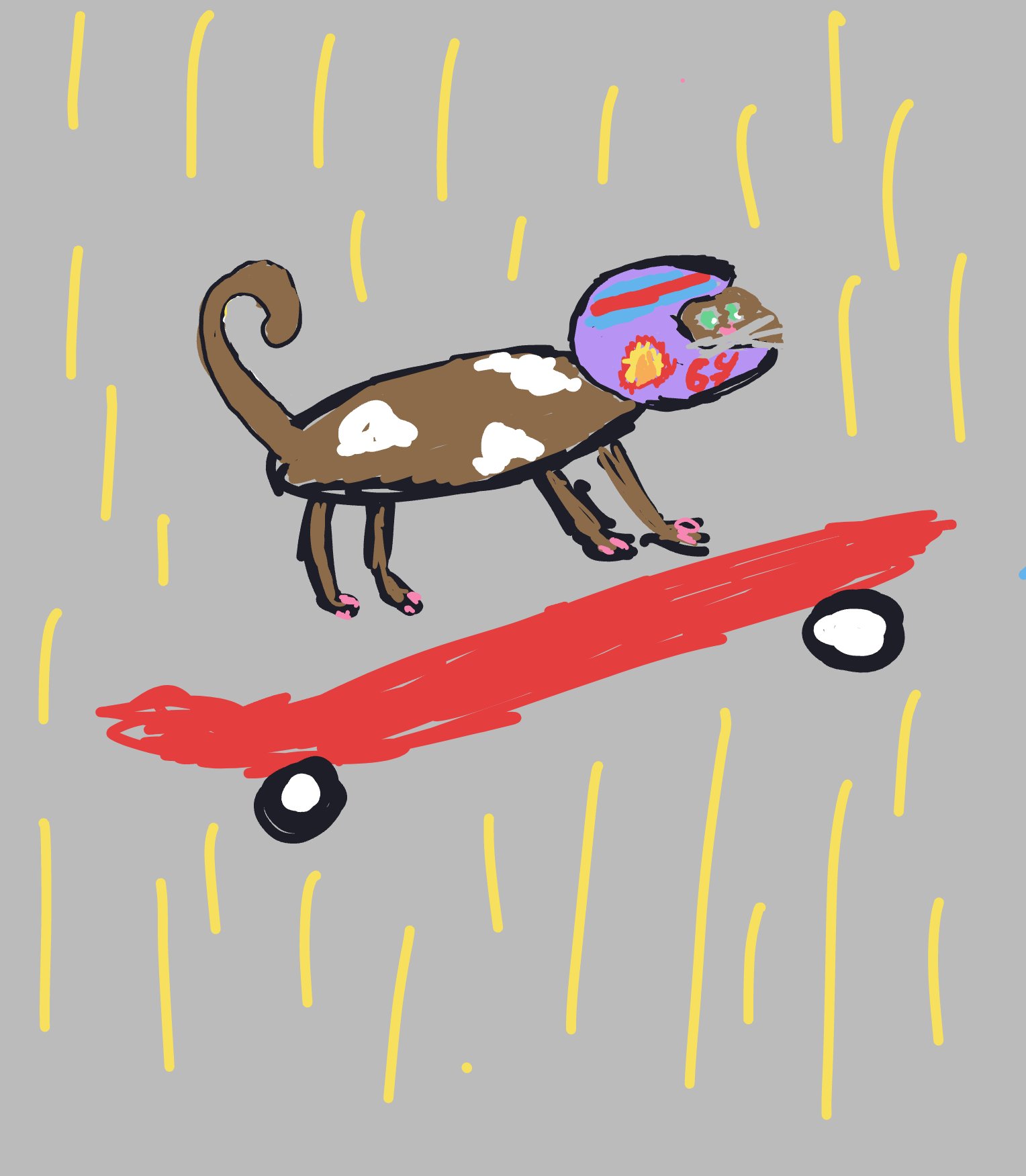My Crazy cat skater — a one-shot sketch by DevotedMasaiLion9892 on The Midnight Gallery daily drawing app.