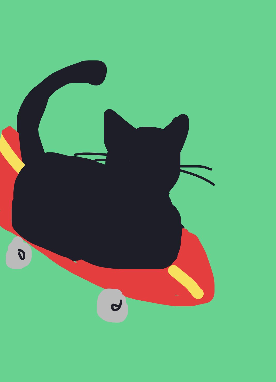 My Crazy cat skater — a one-shot sketch by FleshfootedShearwater on The Midnight Gallery daily drawing app.