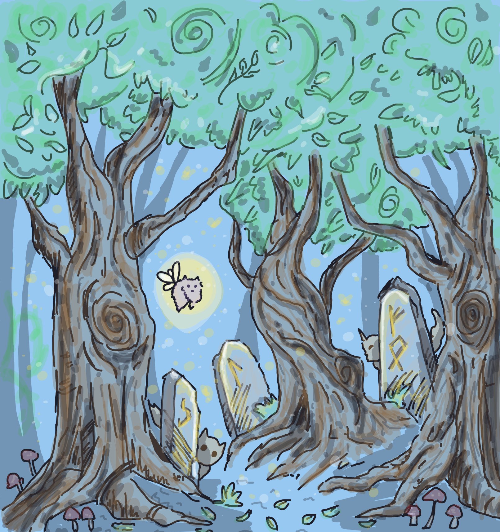 My Enchanted forest — a one-shot sketch by Mizzie on The Midnight Gallery daily drawing app.