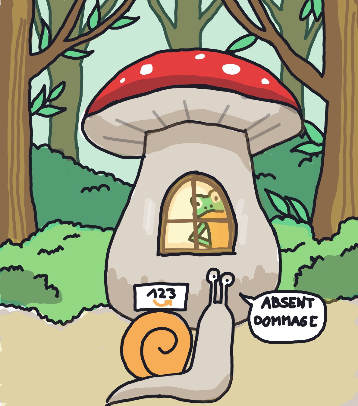 My Escargot qui livre le courrier….  lentement — a one-shot sketch by SilesianHorse on The Midnight Gallery daily drawing app.