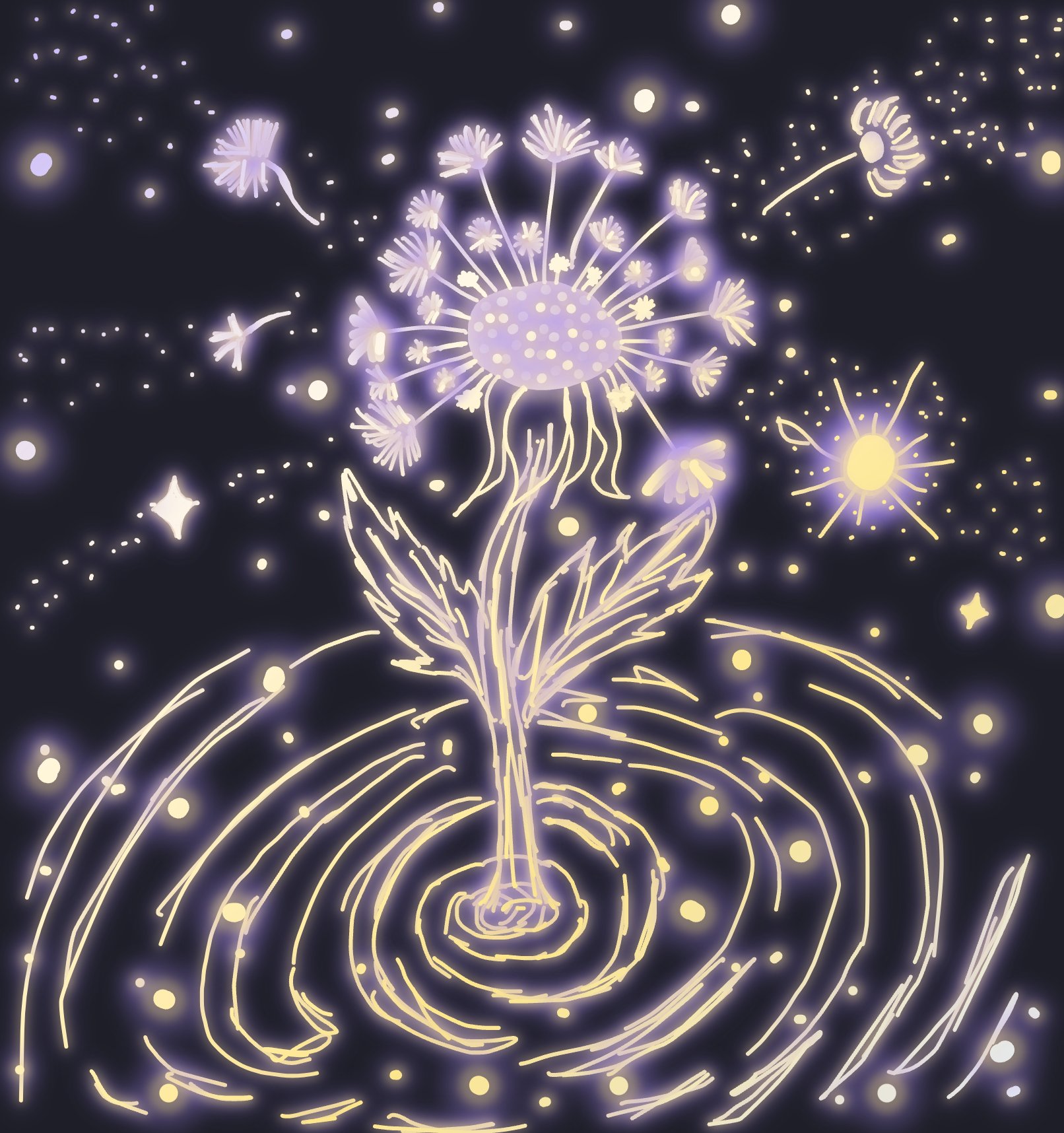 My Flower in deep space — a one-shot sketch by Mizzie on The Midnight Gallery daily drawing app.