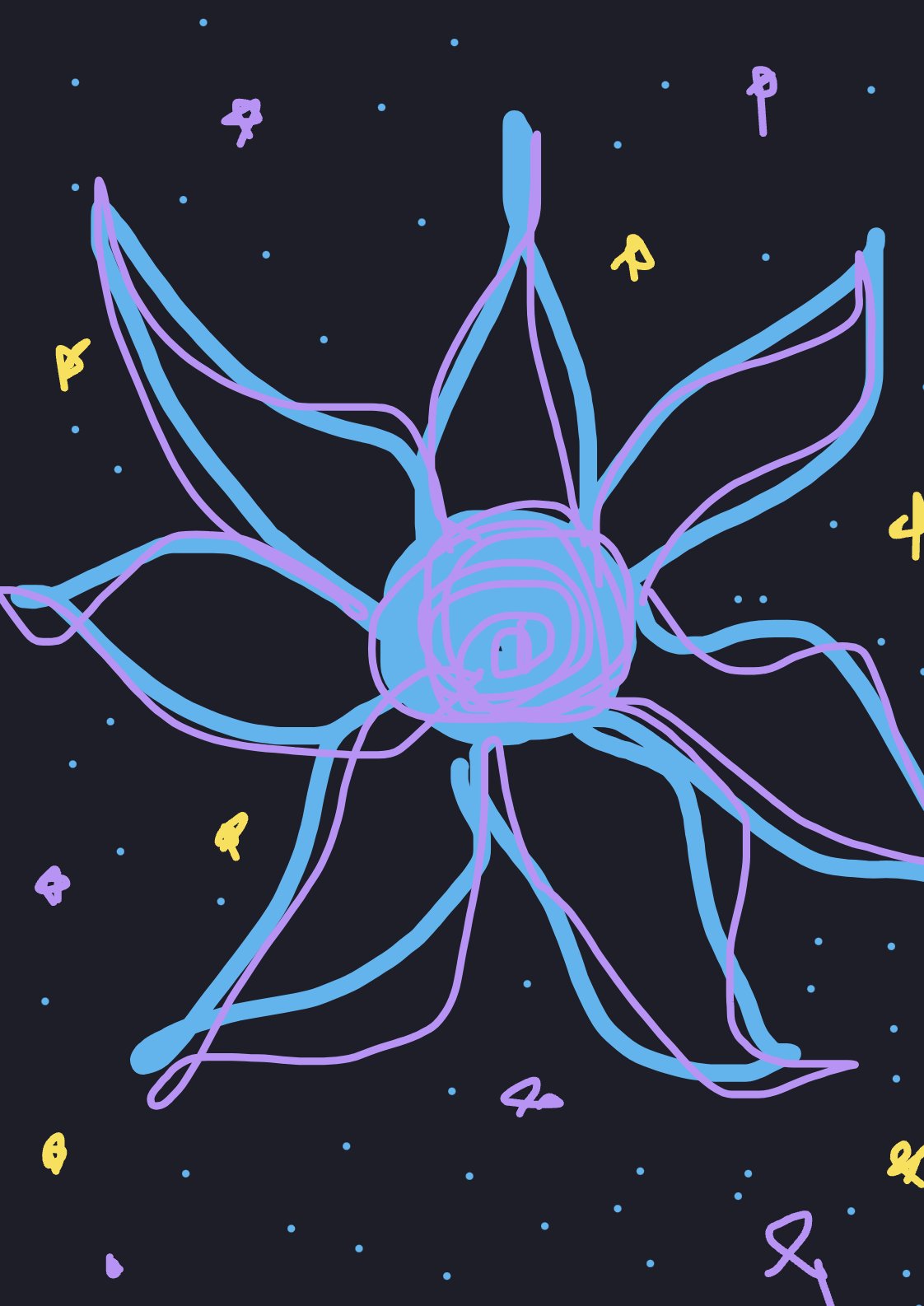 My Flower in deep space — a one-shot sketch by TrueCinnamon9071 on The Midnight Gallery daily drawing app.