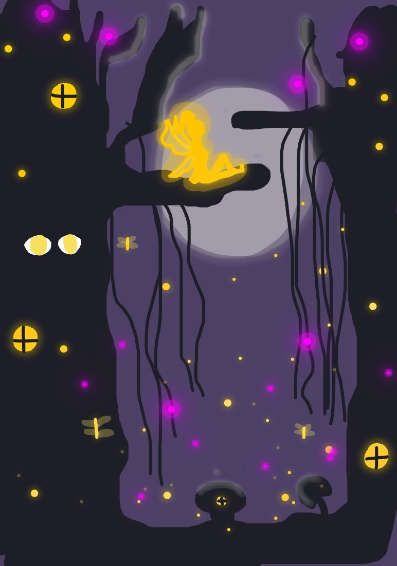 My Forêt enchantée — a one-shot sketch by ChrysTelam on The Midnight Gallery daily drawing app.