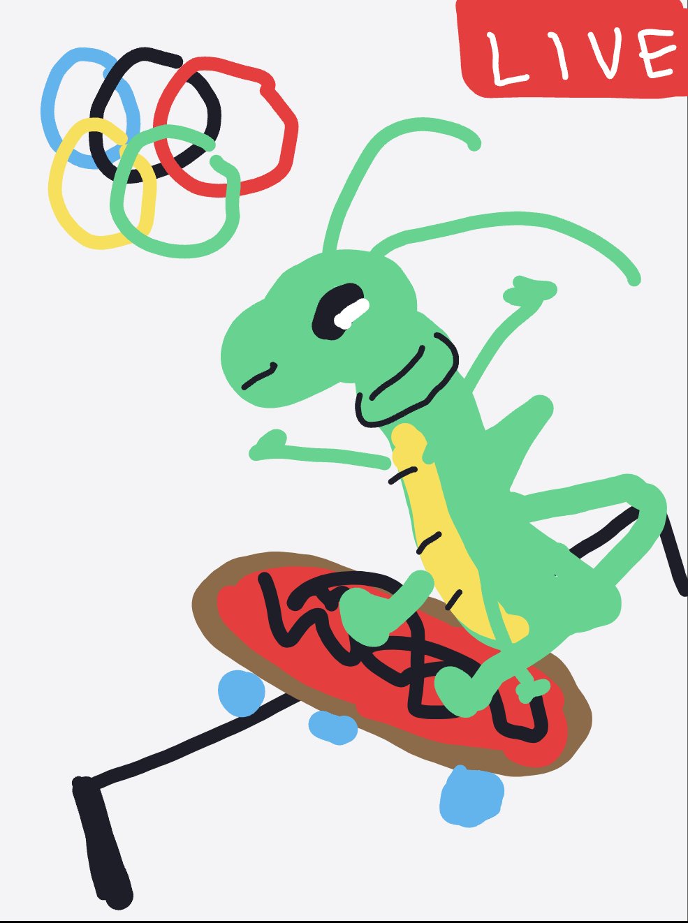 My Grasshopper in Olympics — a one-shot sketch by Bunny on The Midnight Gallery daily drawing app.