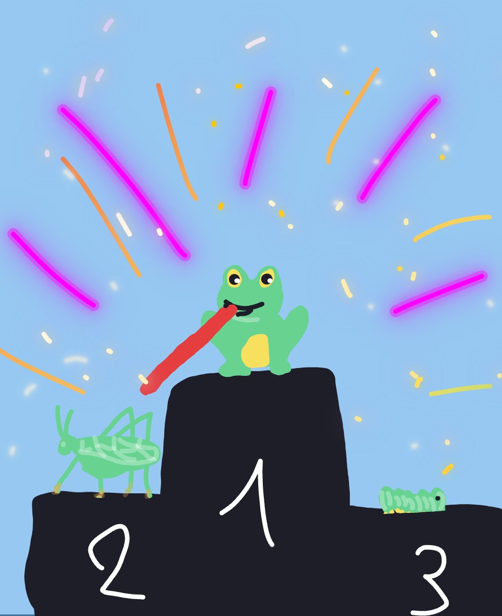 A grasshopper jump sketch by Mmmmmmm — drawn in one shot in The Midnight Gallery daily drawing app.