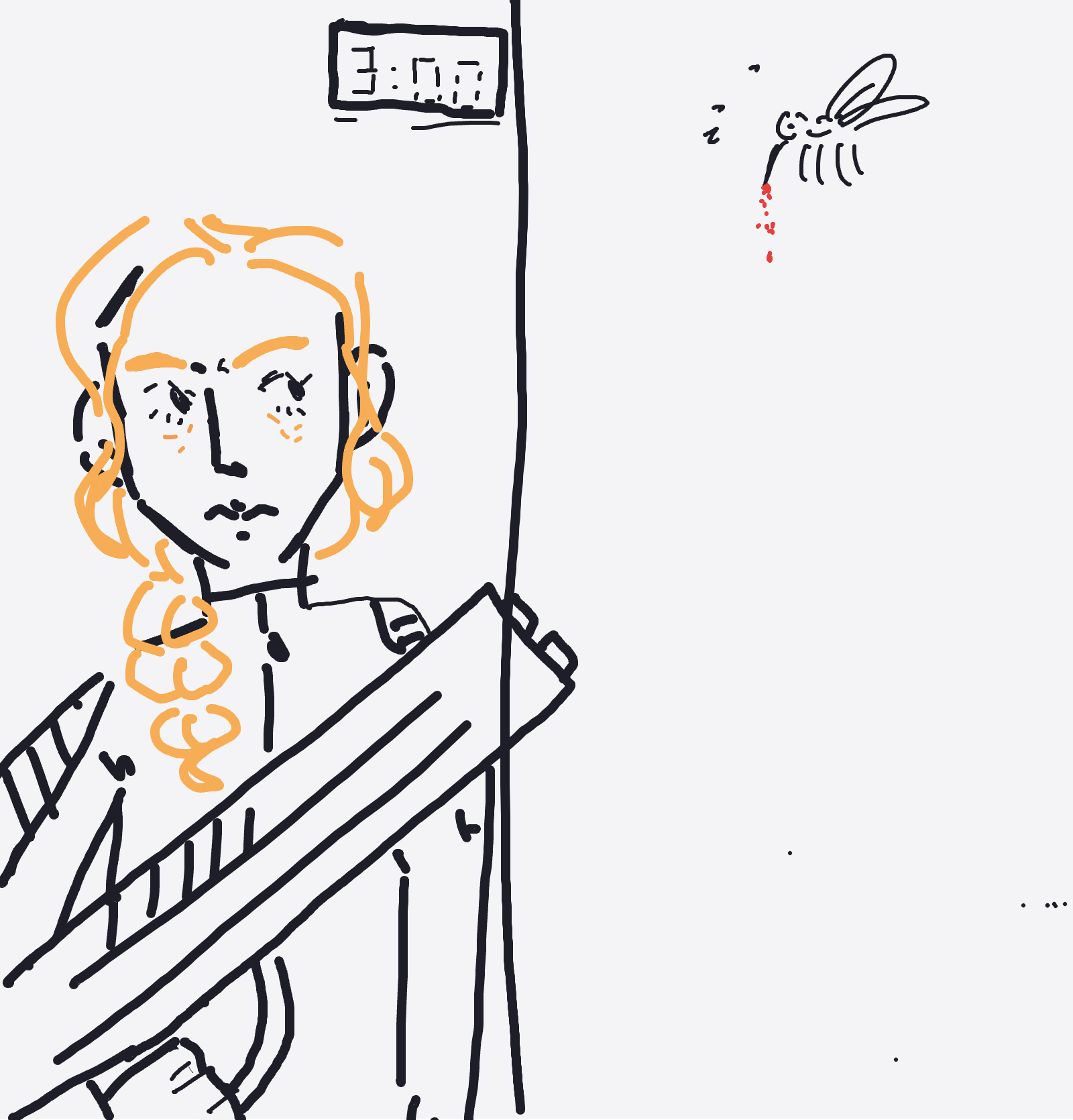 My Guerre contre les moustiques à 3h du mat — a one-shot sketch by Palomino on The Midnight Gallery daily drawing app.