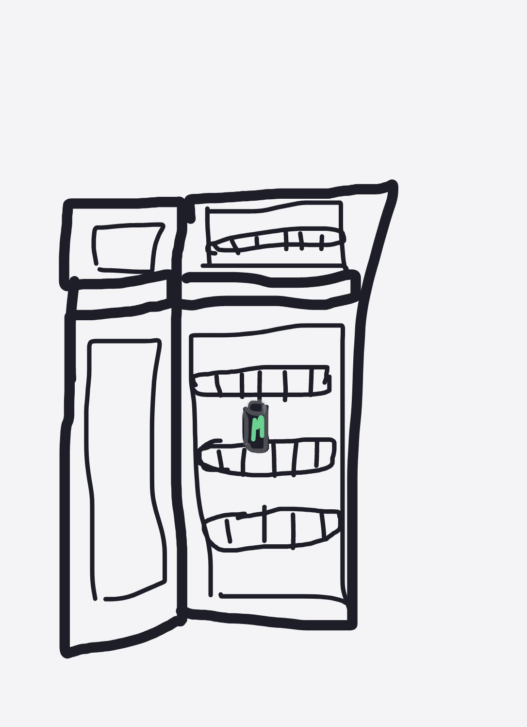 My L’anatomie de mon frigo — a one-shot sketch by Snek on The Midnight Gallery daily drawing app.