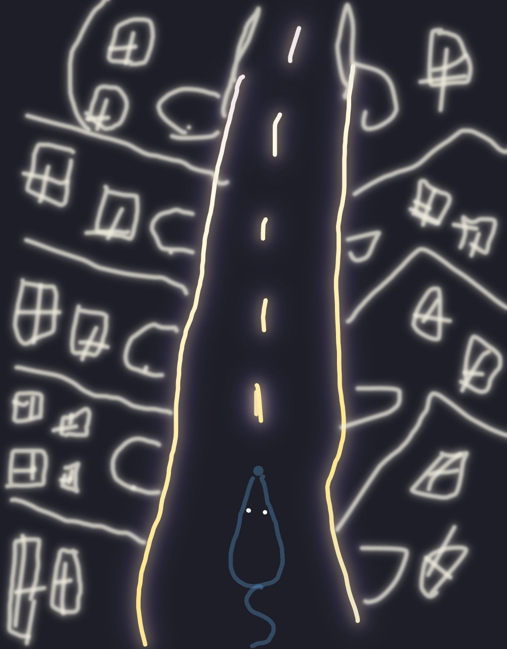 My Rat qui explore ville nocturne — a one-shot sketch by Nnes on The Midnight Gallery daily drawing app.