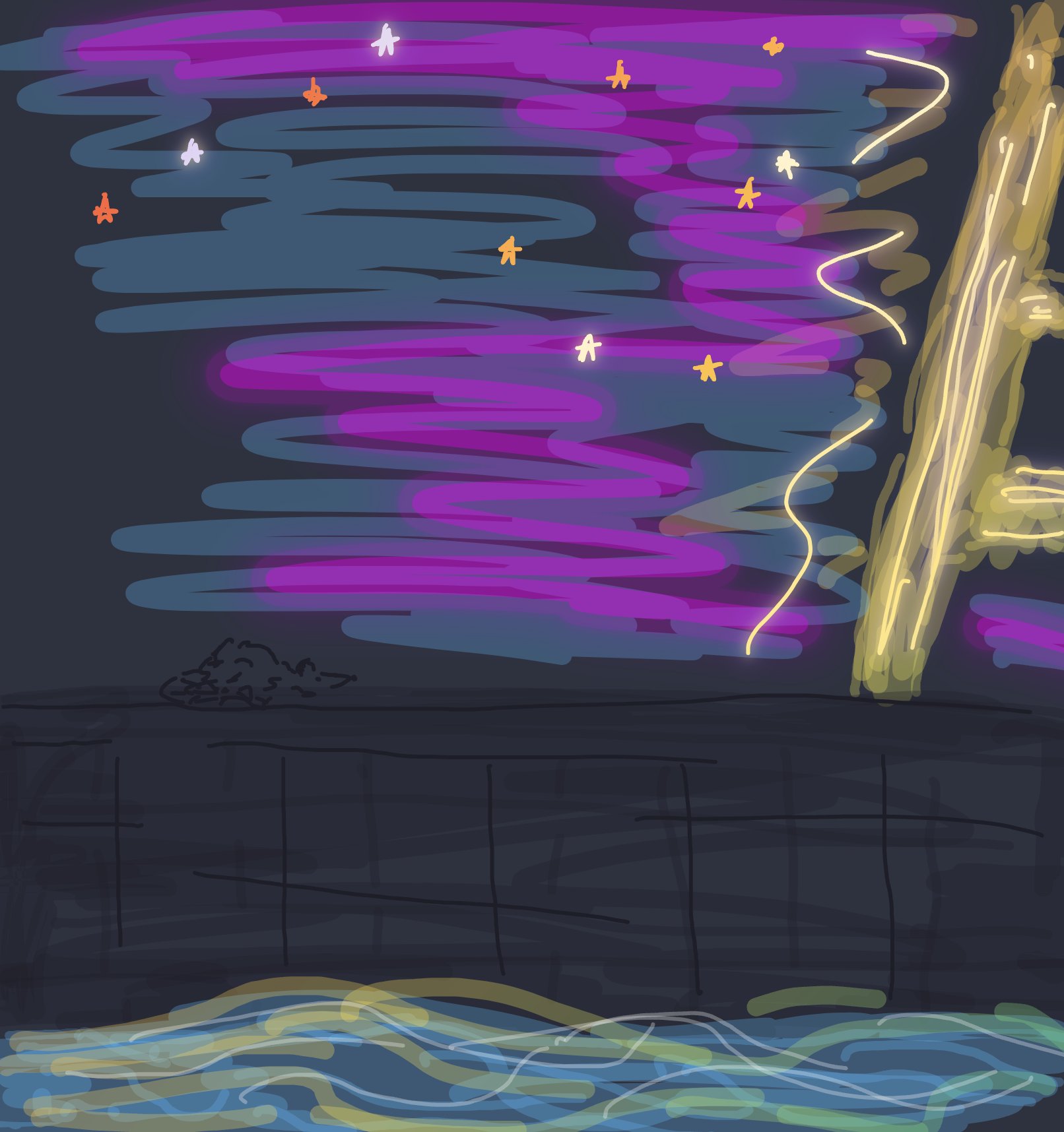My Rat qui explore ville nocturne — a one-shot sketch by Palomino on The Midnight Gallery daily drawing app.