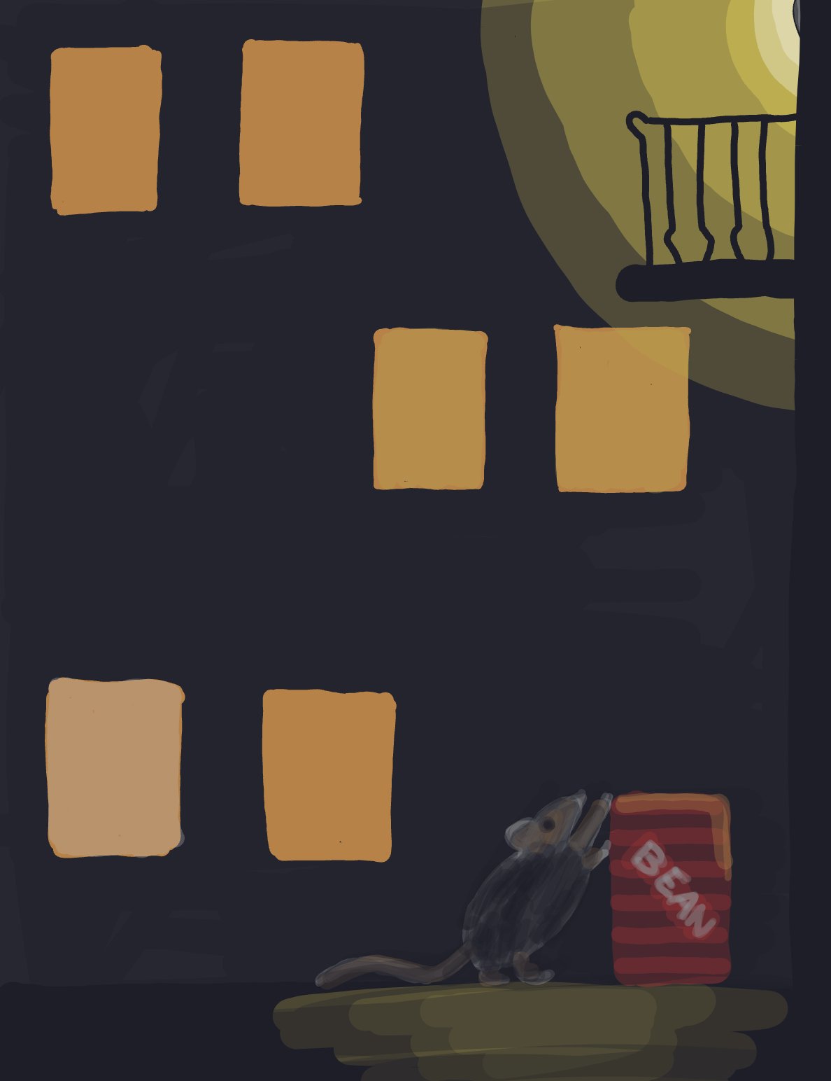 My Rat qui explore ville nocturne — a one-shot sketch by SilesianHorse on The Midnight Gallery daily drawing app.