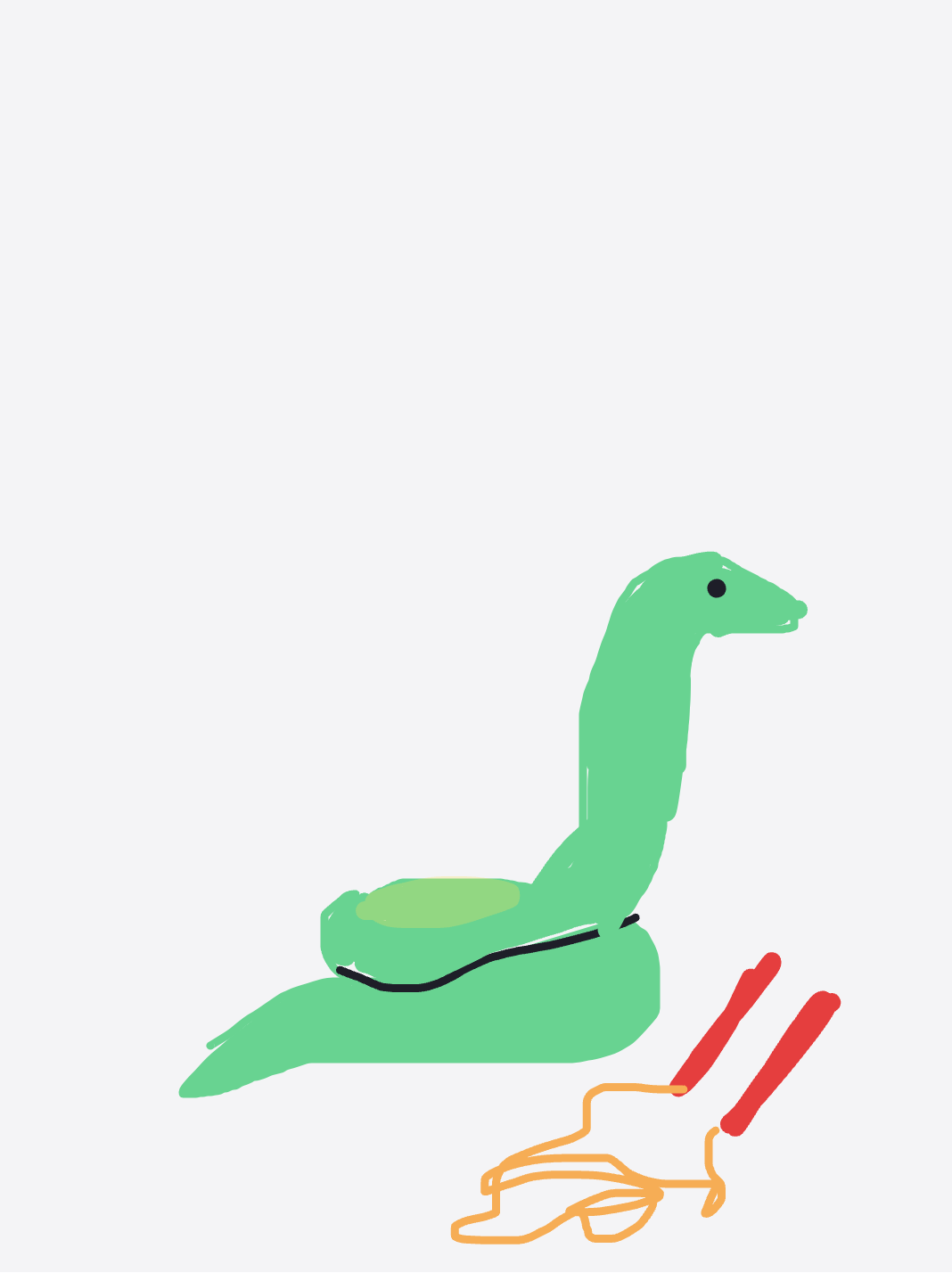 My Serpent qui fait de la corde à sauter — a one-shot sketch by Snek on The Midnight Gallery daily drawing app.