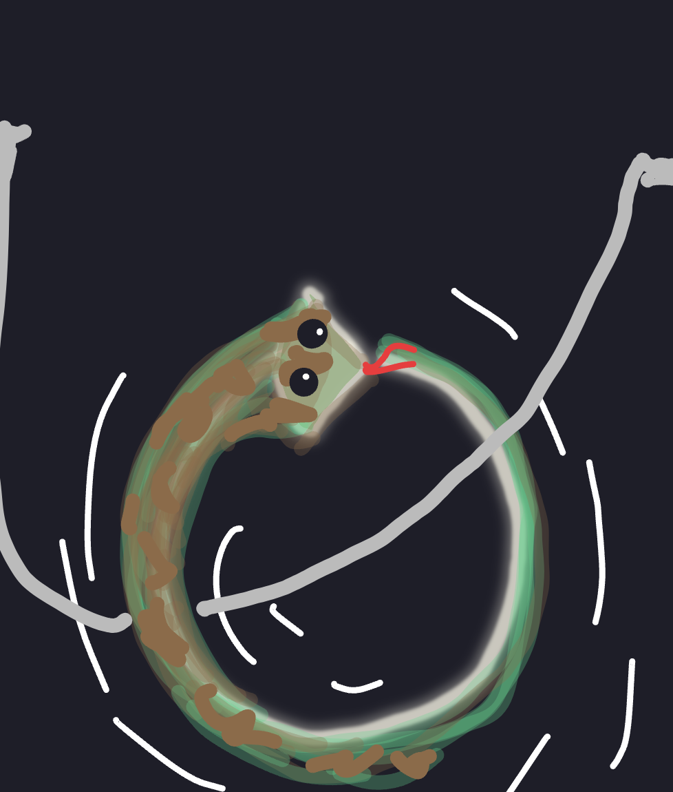 My Snake playing the jump rope — a one-shot sketch by Mmmmmmm on The Midnight Gallery daily drawing app.