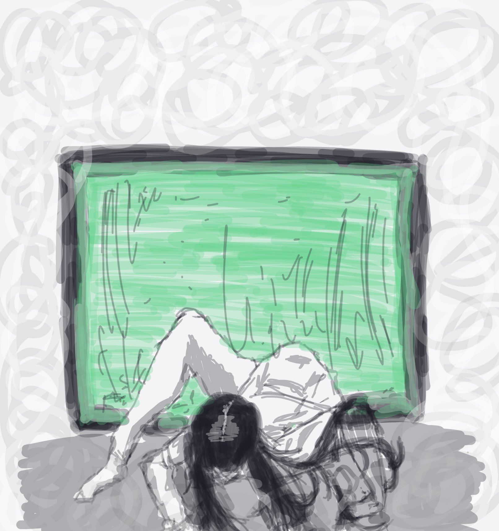 My Terrifying horror scene — a one-shot sketch by Mizzie on The Midnight Gallery daily drawing app.