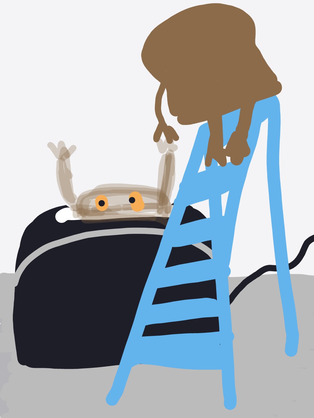 My Toast jumping from toaster — a one-shot sketch by Bunny on The Midnight Gallery daily drawing app.