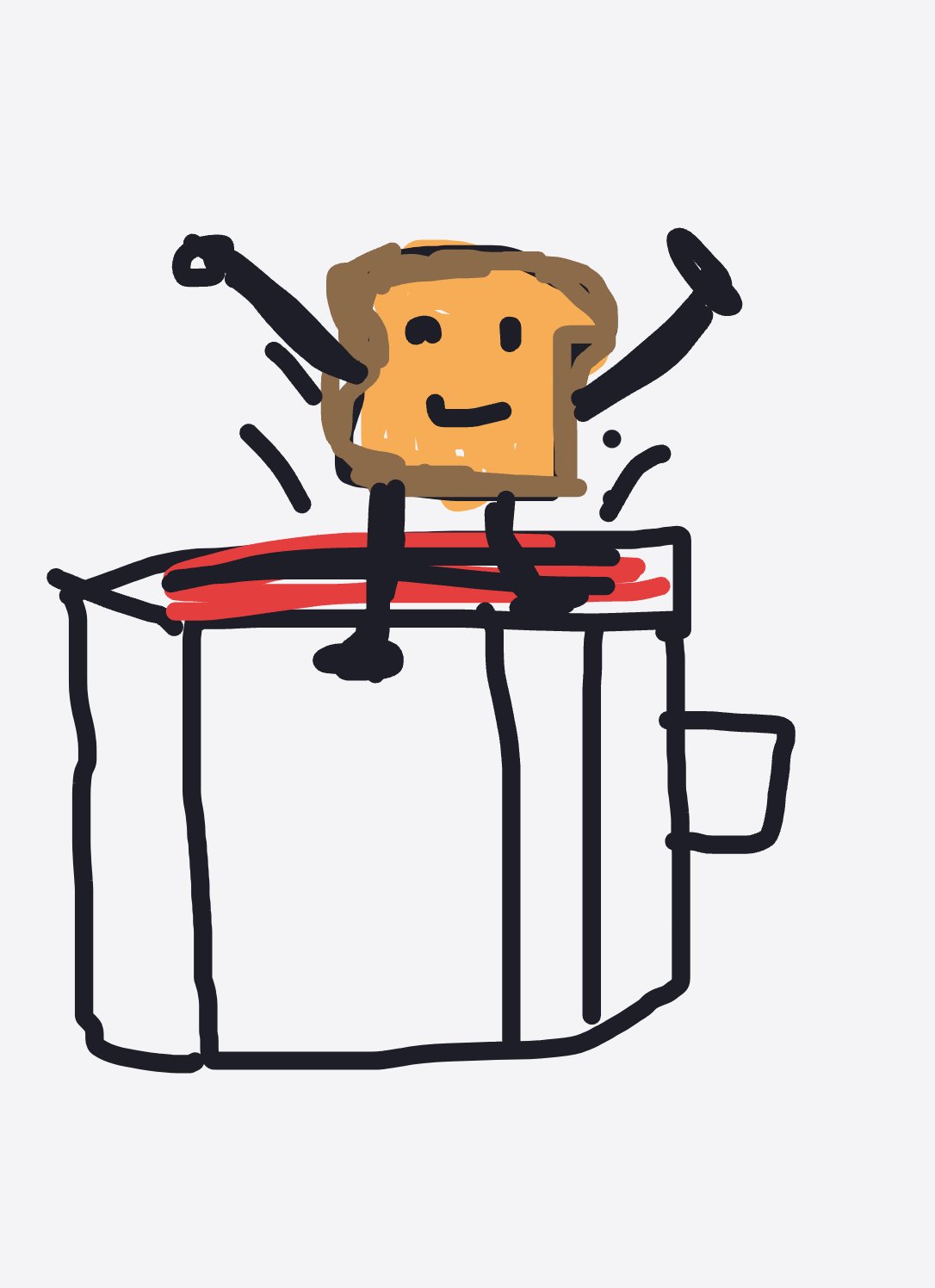 My Toast jumping from toaster — a one-shot sketch by CleanSouthernAfricanAnchovy2898 on The Midnight Gallery daily drawing app.
