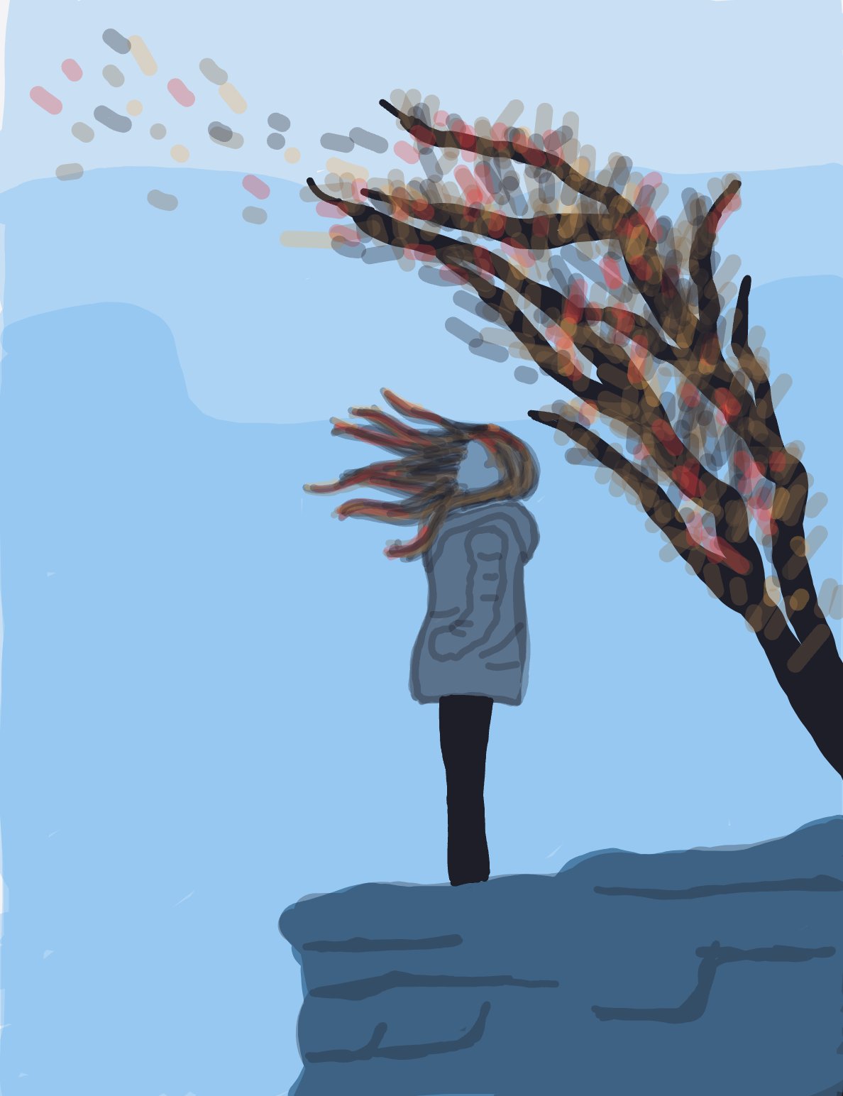 My Vent d'automne qui souffle des feuilles — a one-shot sketch by SilesianHorse on The Midnight Gallery daily drawing app.