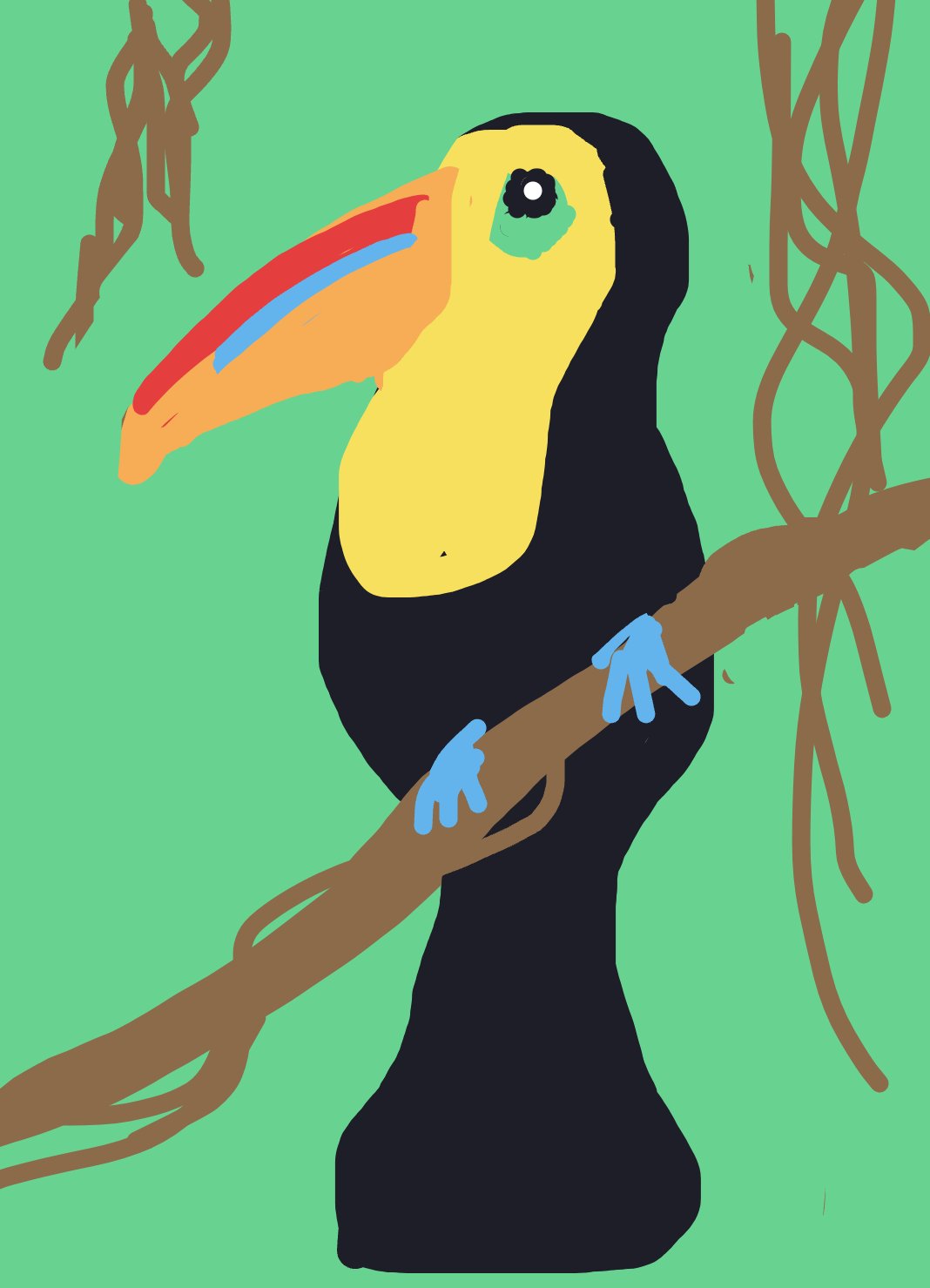 My Vibrant rainforest scene — a one-shot sketch by FleshfootedShearwater on The Midnight Gallery daily drawing app.