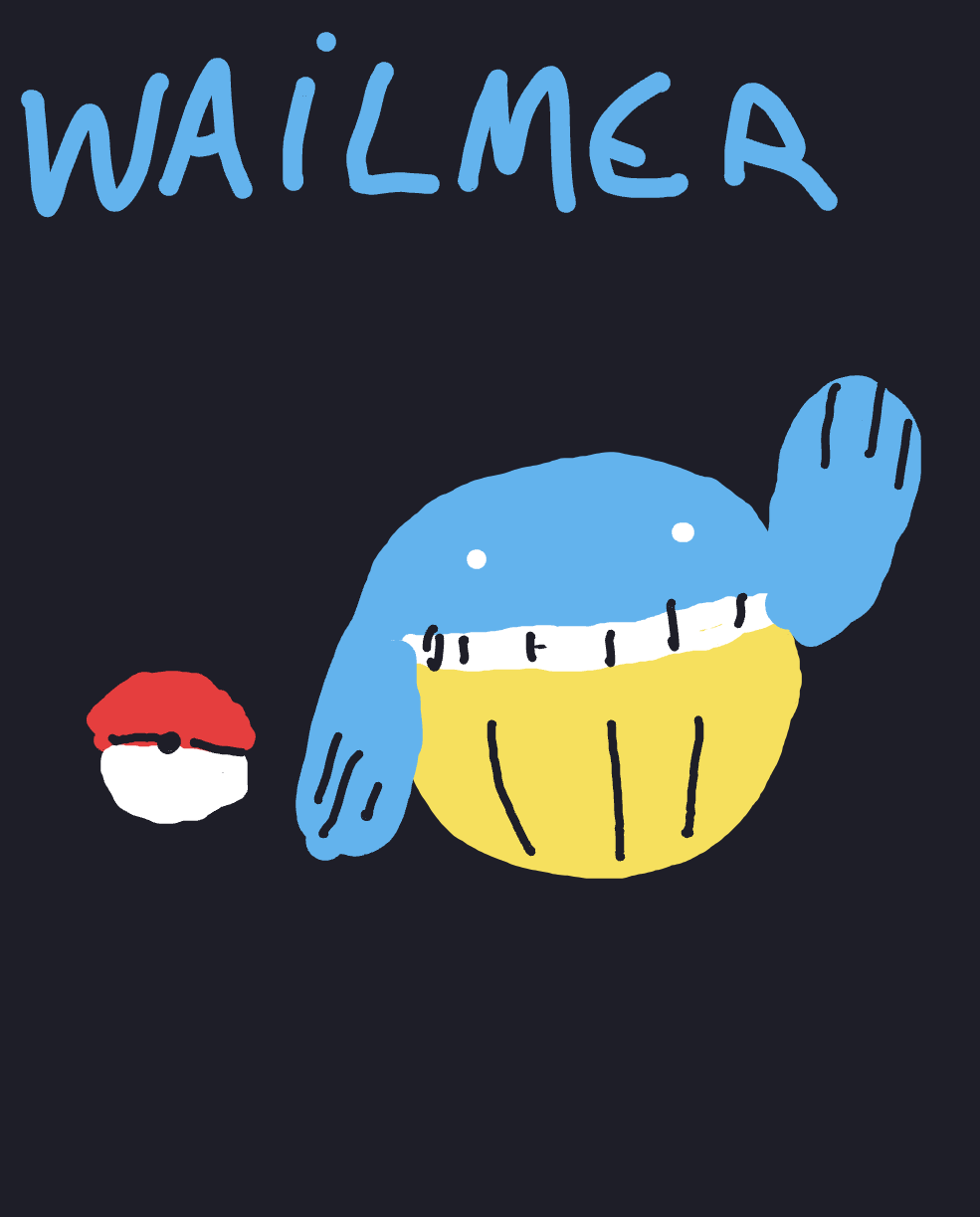 My wailmer qui dit bonjour — a one-shot sketch by Nnes on The Midnight Gallery daily drawing app.