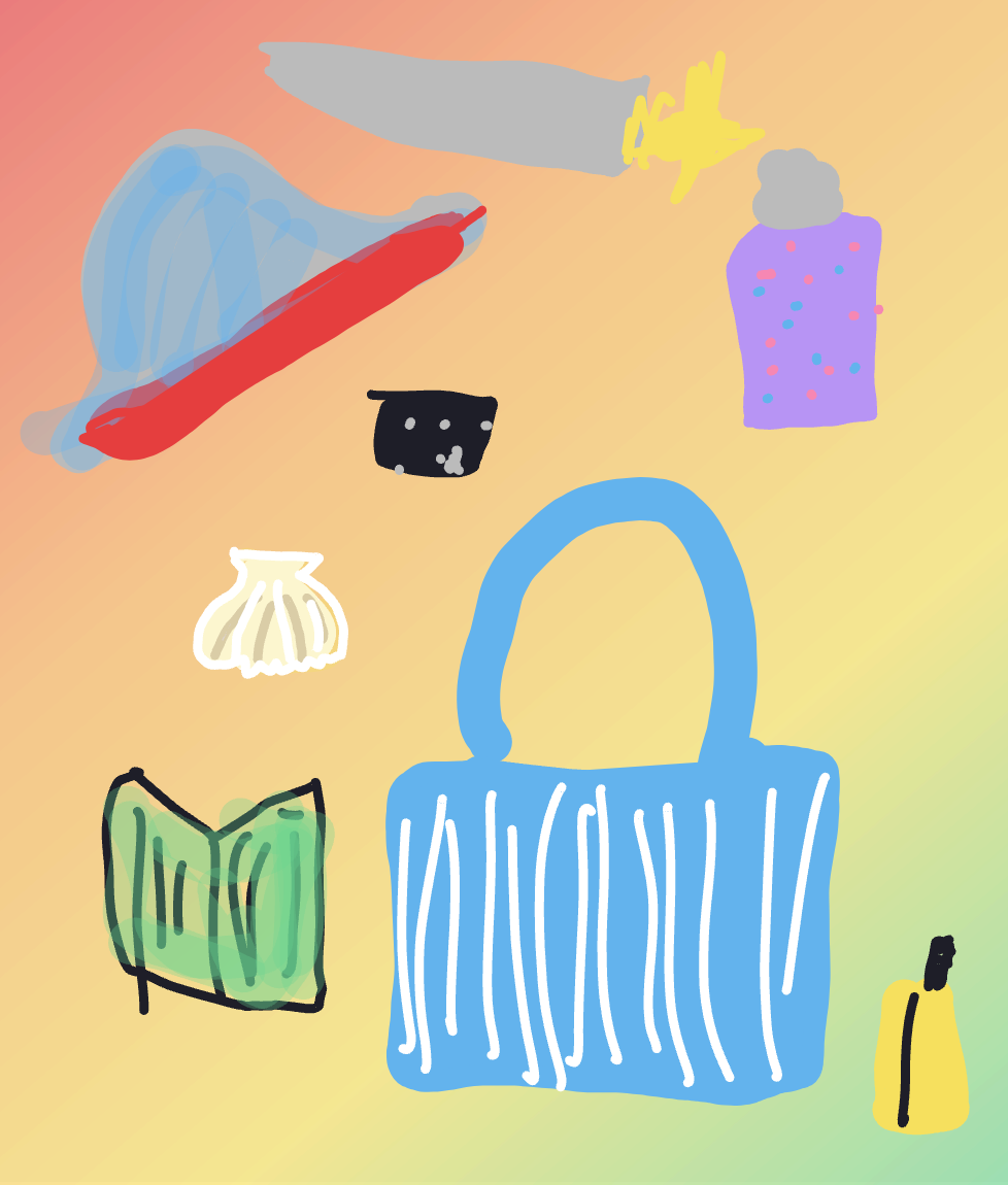 My What’s in my bag — a one-shot sketch by Mmmmmmm on The Midnight Gallery daily drawing app.