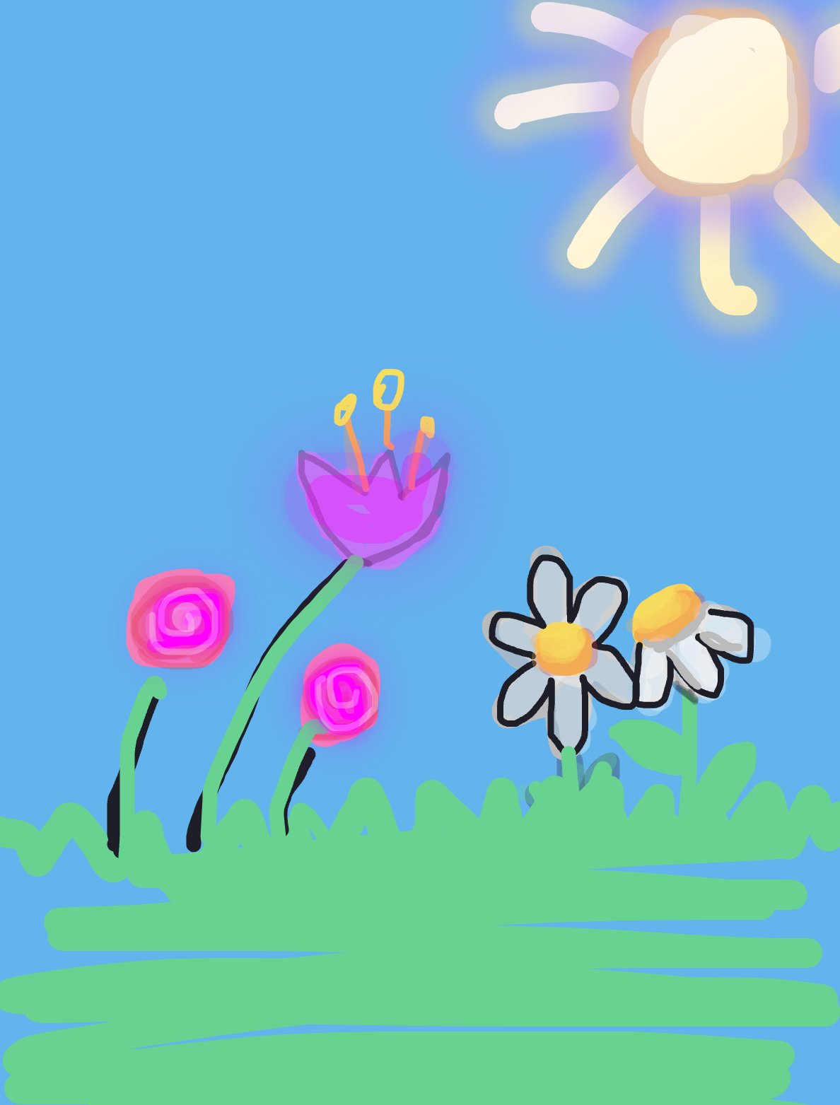 My Wind sways colorful flowers — a one-shot sketch by MadCreative on The Midnight Gallery daily drawing app.