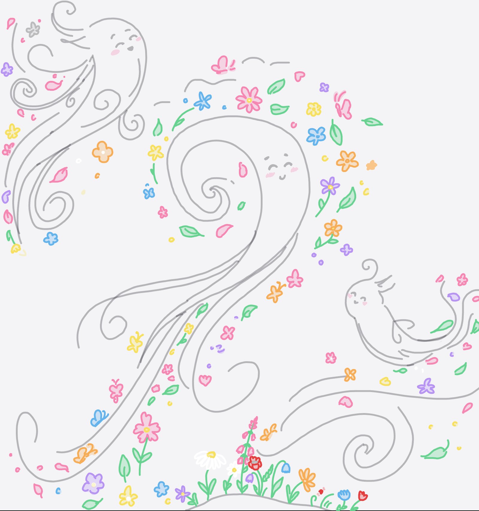 My Wind sways colorful flowers — a one-shot sketch by Mizzie on The Midnight Gallery daily drawing app.